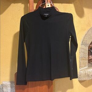 Liverpool Los Angeles Black Slub Knit Half Sleeve Crew Neck Top Size S NWT